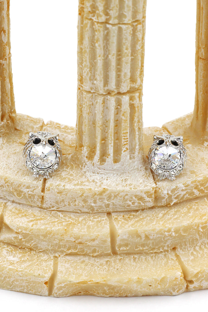 mini cute owl crystal earrings