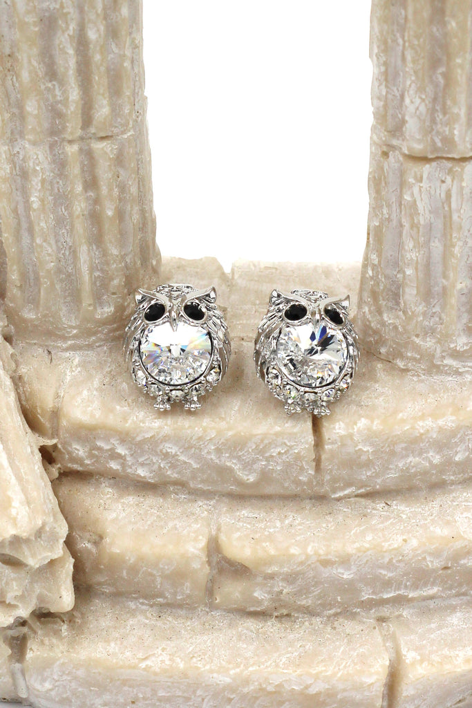 mini cute owl crystal earrings