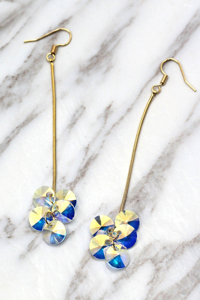 elegant Long Pendant Swarovski Crystal Earrings