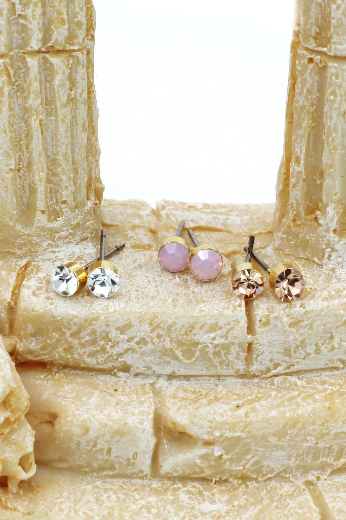 simple round crystal earrings