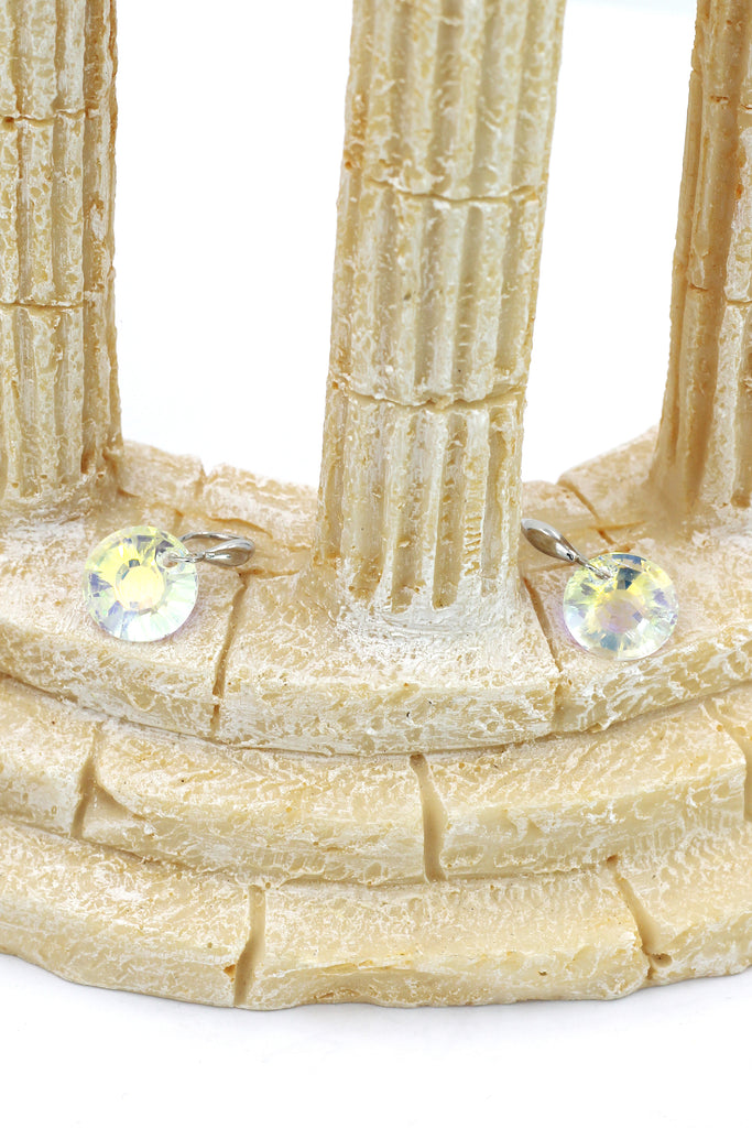 single bare crystal silver earrings