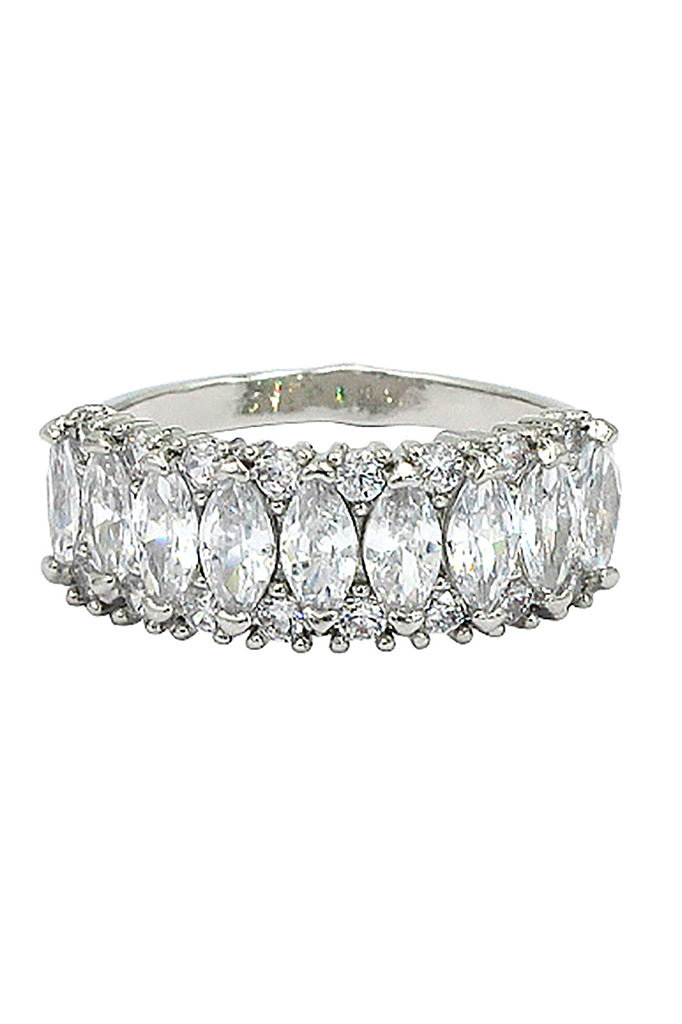 Sparkling candy crystal silver ring