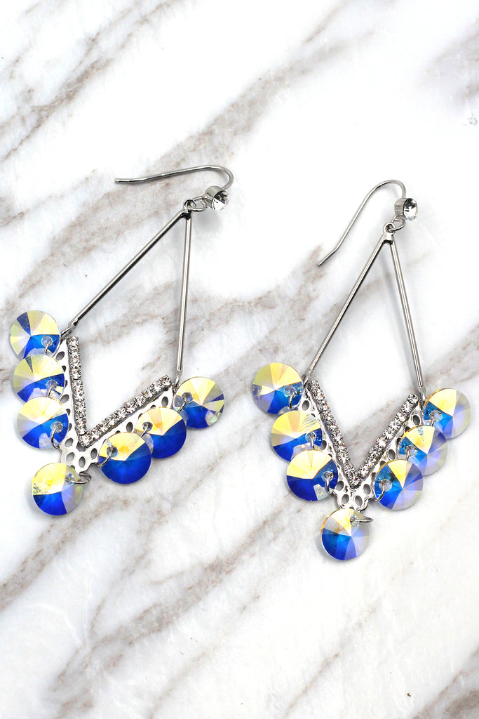 long temperament swarovski crystal earrings