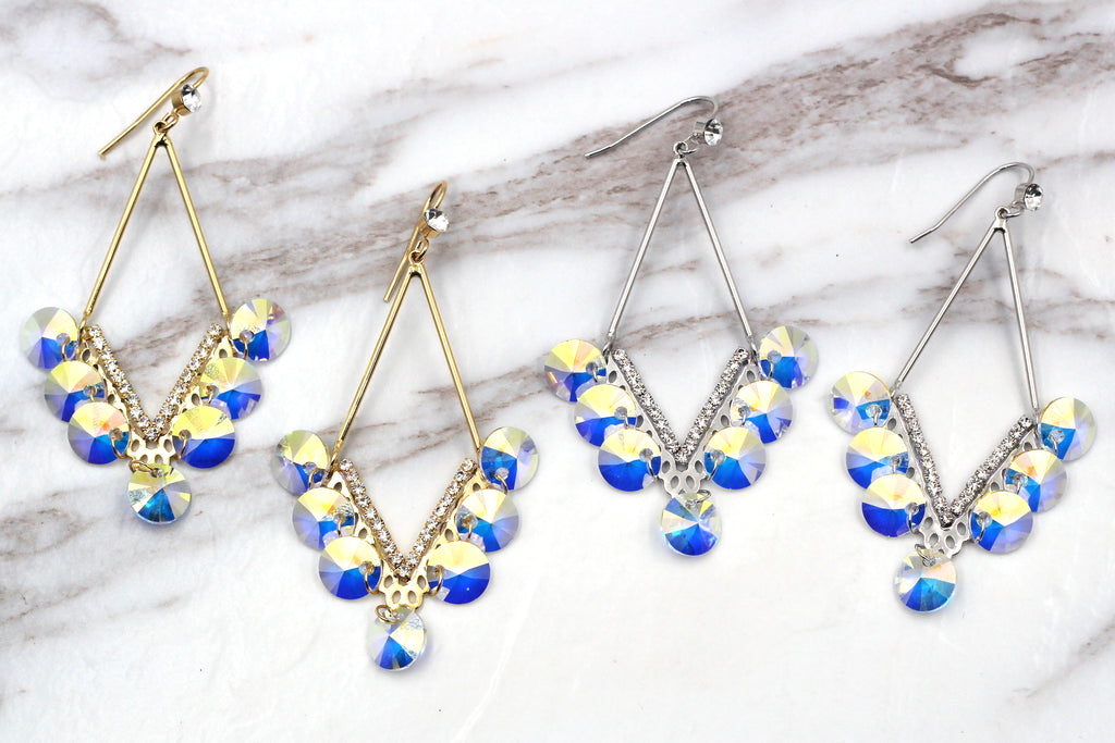 long temperament swarovski crystal earrings