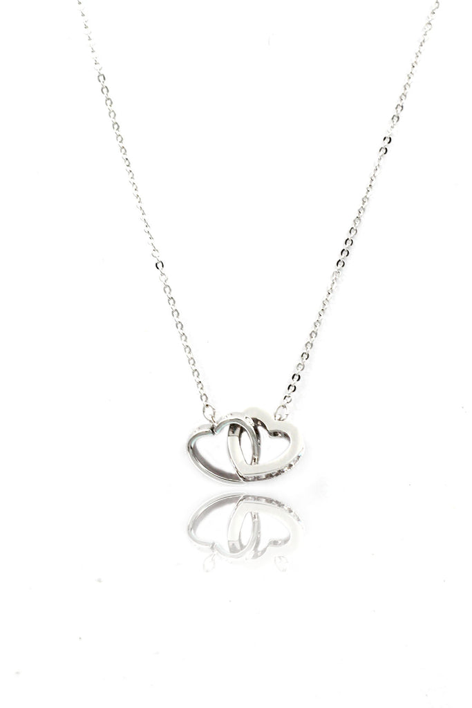 double heart crystal necklace