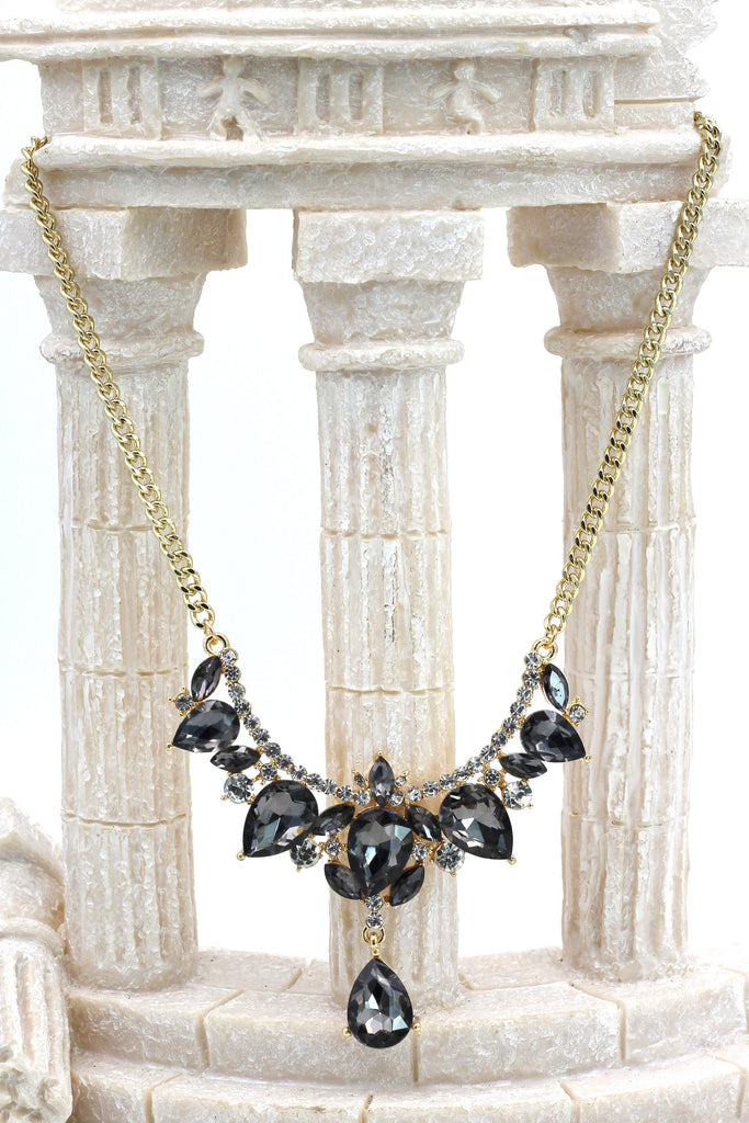 Luxury pendant crystal gold necklace set