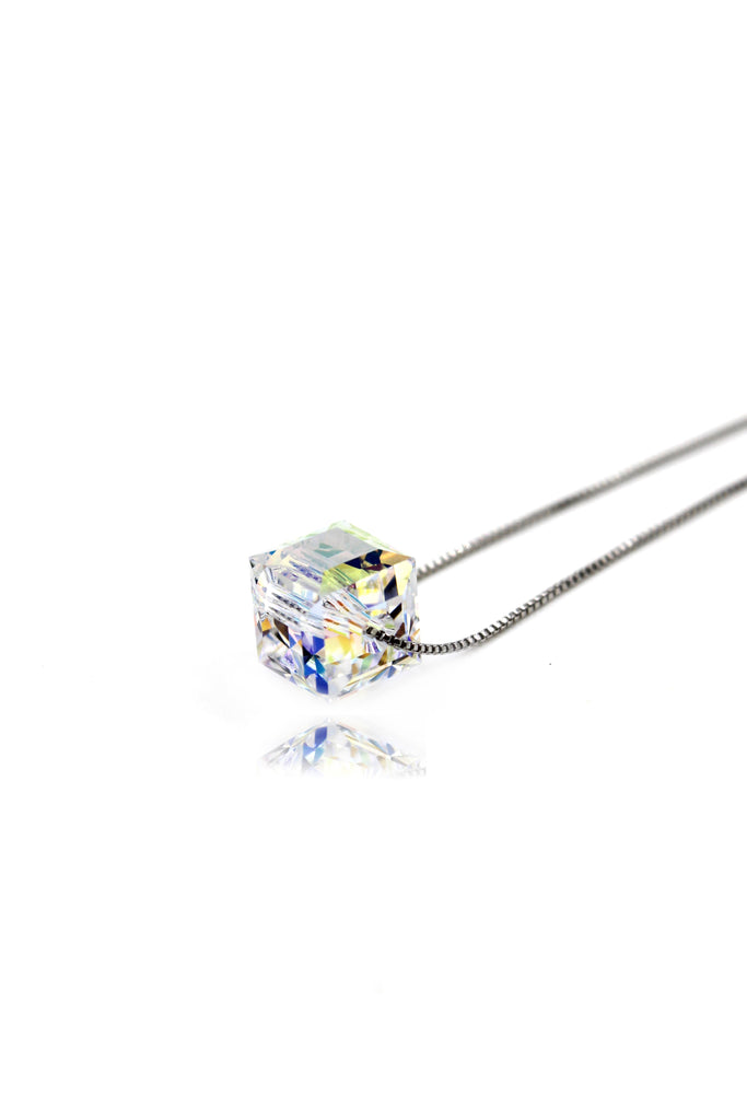 square Swarovski necklace earrings set