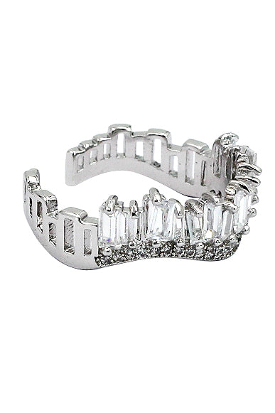 wavy crystal row open ring