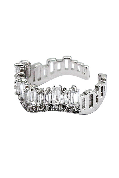 wavy crystal row open ring