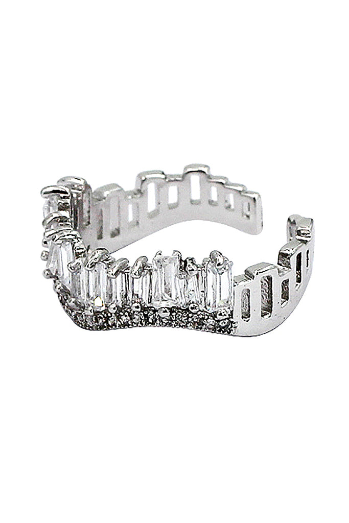 rectangular crystal ring earrings set