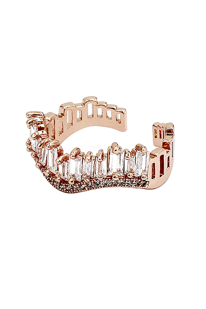 wavy crystal row open ring
