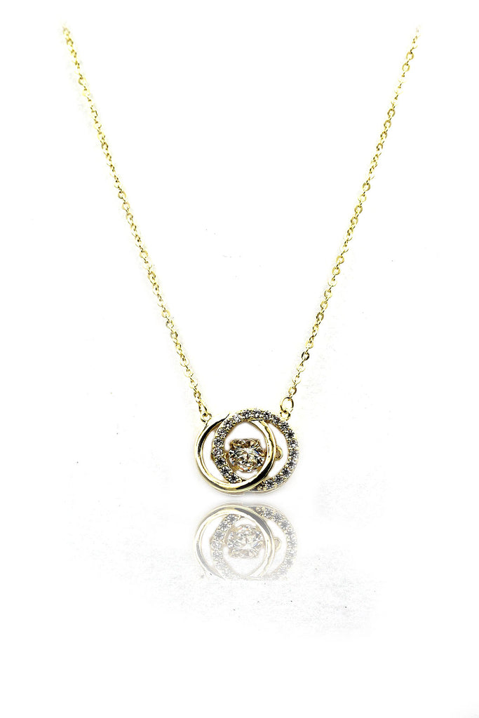 double circle clavicle crystal necklace