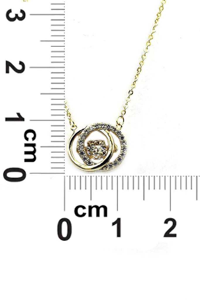double circle clavicle crystal necklace