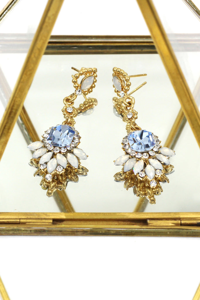 elegant pendant crystal golden earrings