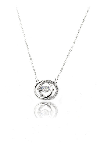 elegant crystal droplets silver necklace