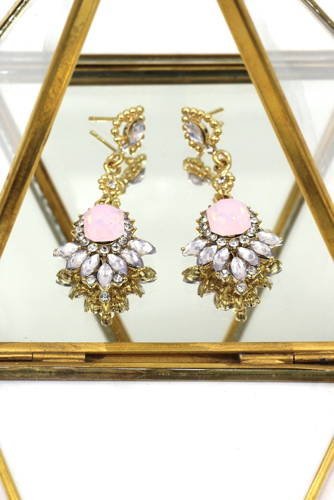 elegant colorful crystal necklace pendant earrings set