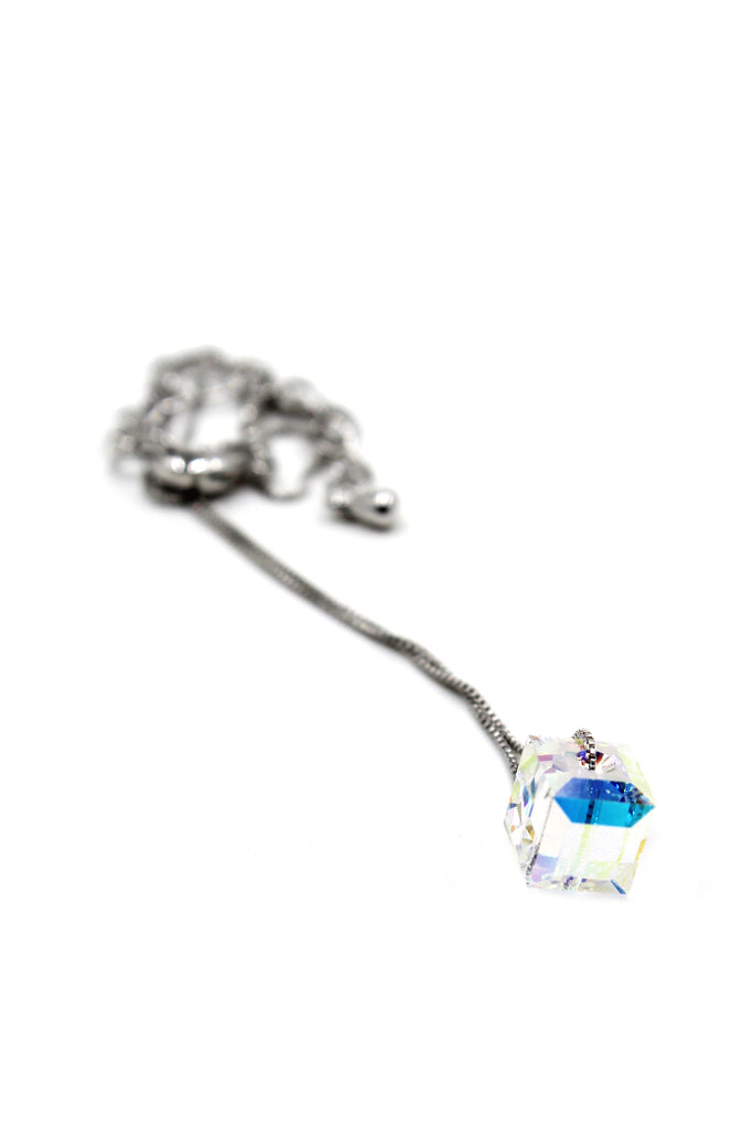 Mini sliver square crystal necklace
