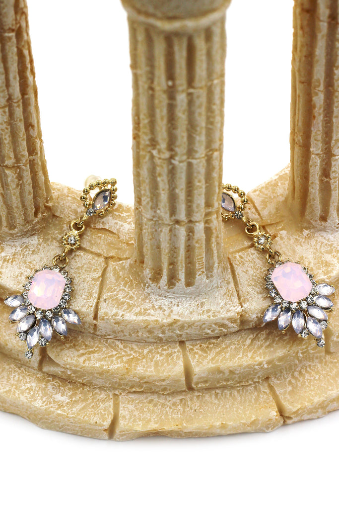 elegant pendant crystal golden earrings