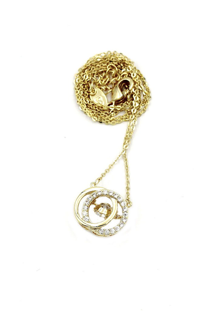 double circle clavicle crystal necklace