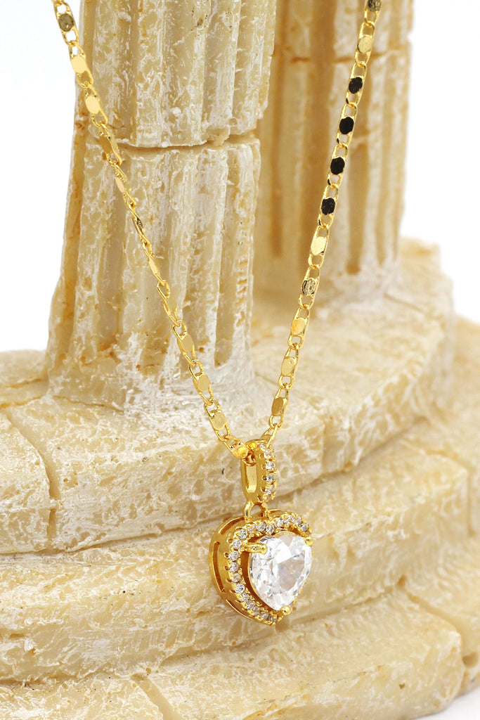 golden shiny crystal heart necklace
