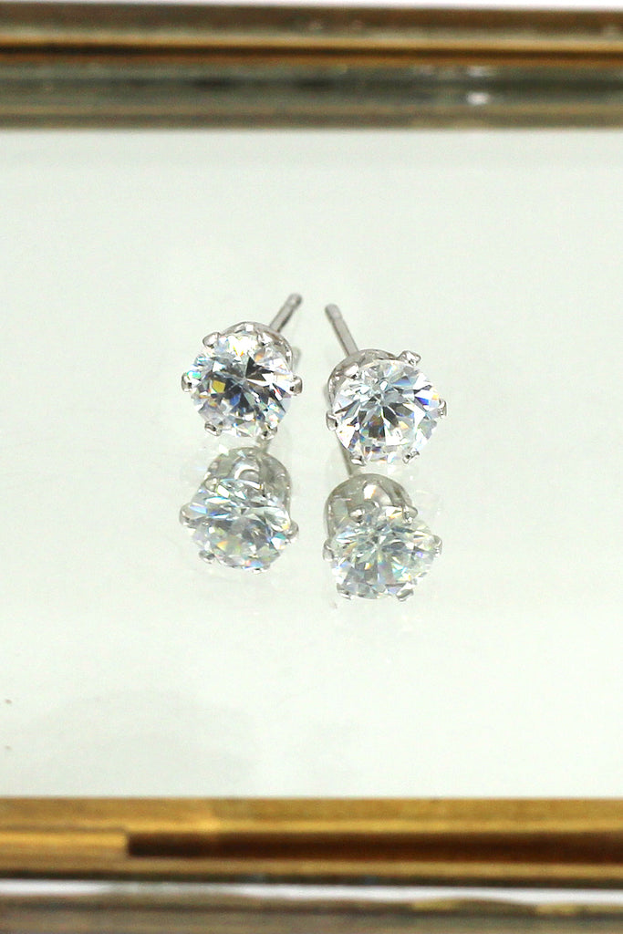 single crystal silver necklace earrings set