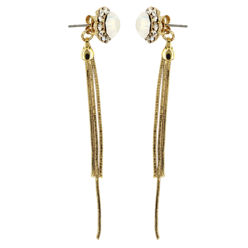 fashion crystal golden tassel buckle earrings