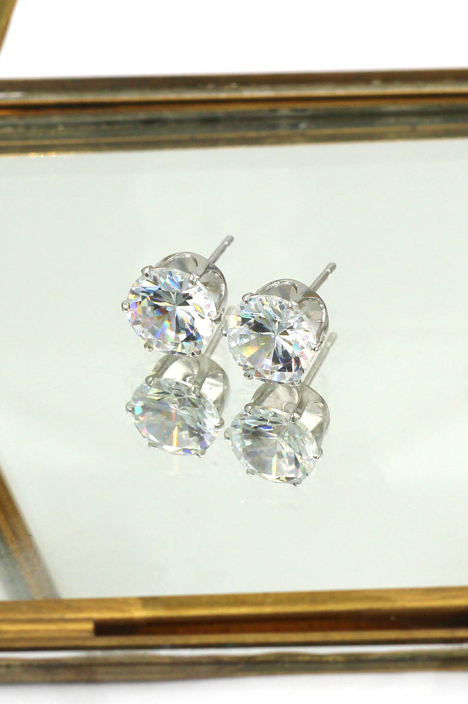small single crystal silver necklace earrings set