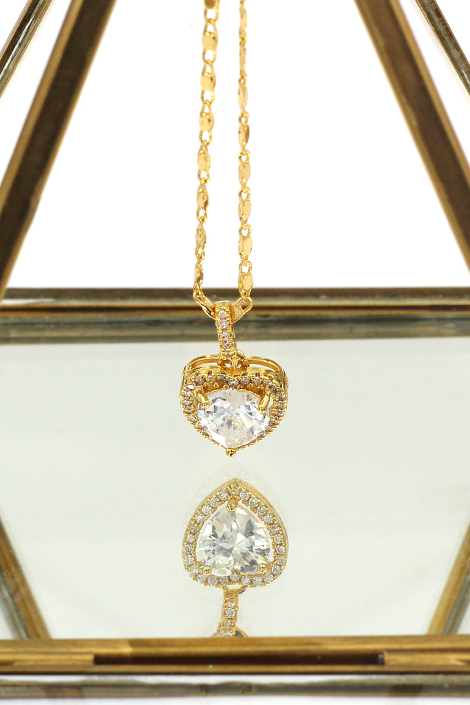 love heart crystal gold three piece set