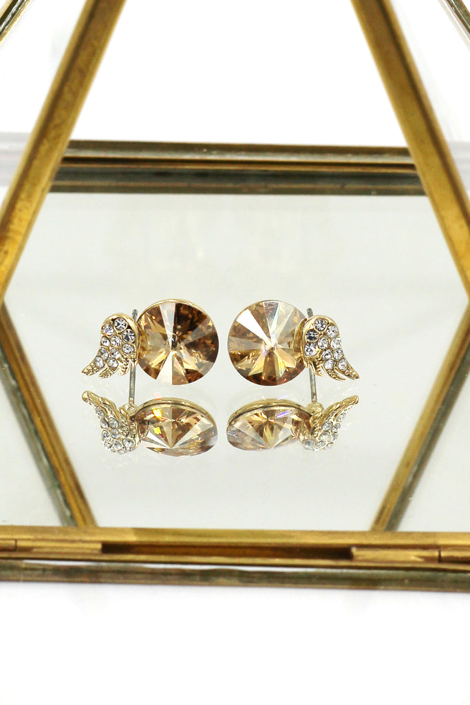 elegant mini wings diamond earrings