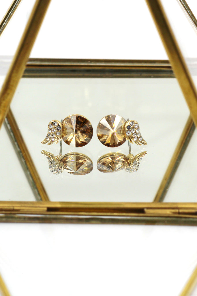 elegant mini wings diamond earrings