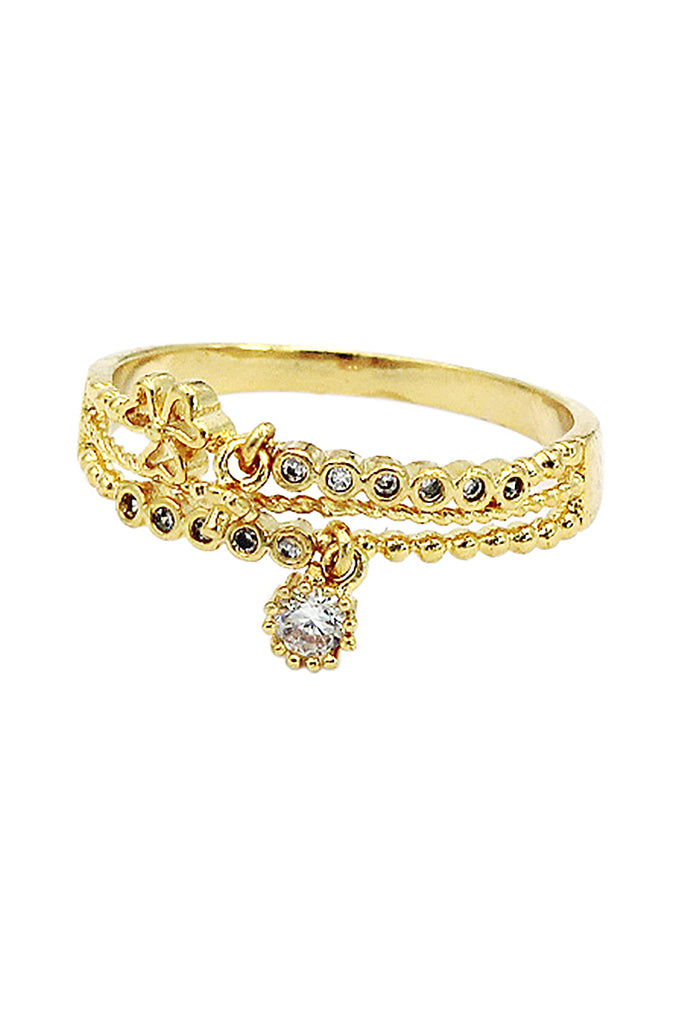 fashion mini crystal golden ring