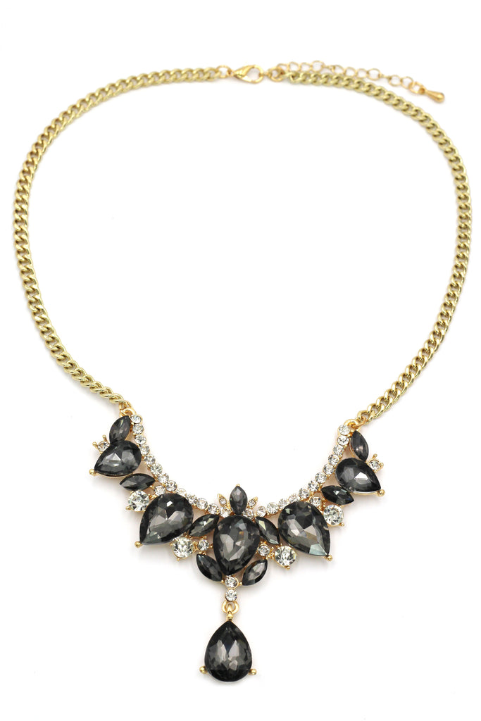 Luxury pendant crystal gold necklace set