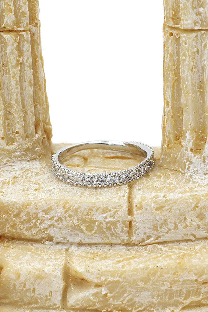 fashion small crystal silver ring