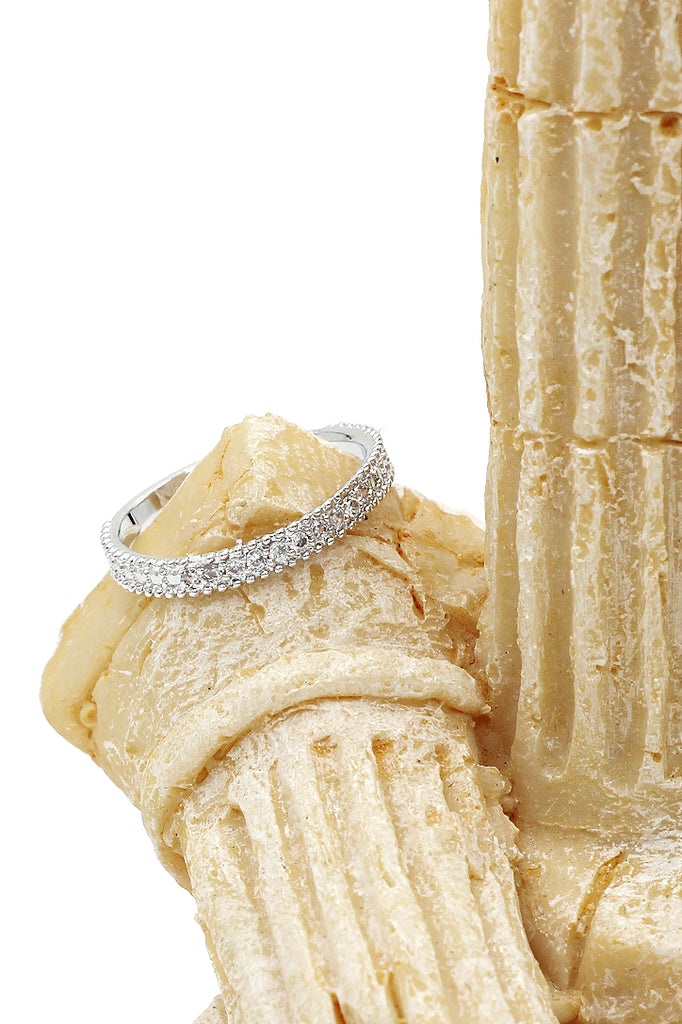fashion small crystal silver ring