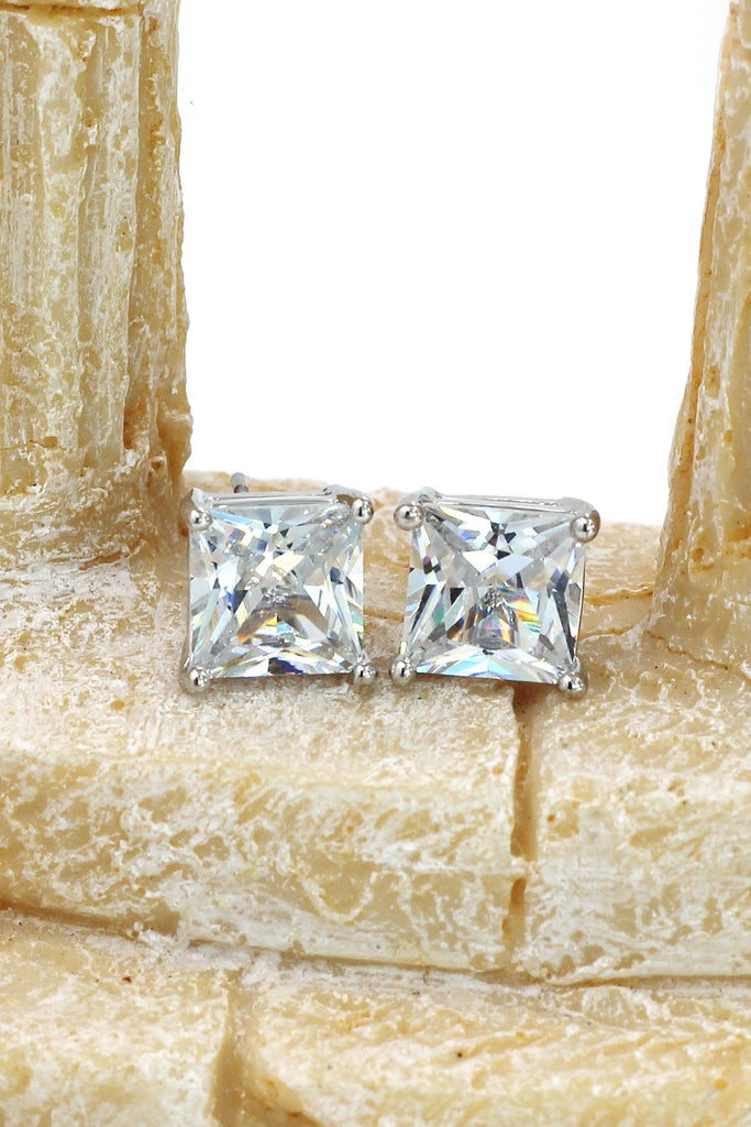 square crystal earrings ring set