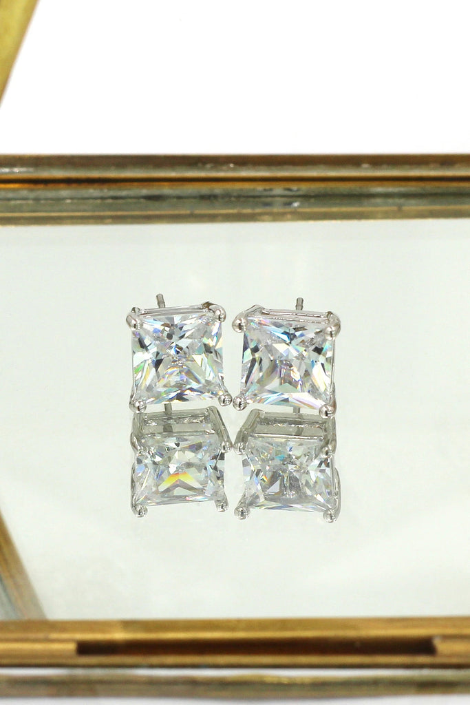small square crystal earring ring set