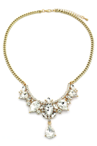 silver gray crystal necklace