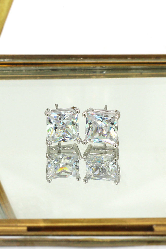 square crystal earrings ring set