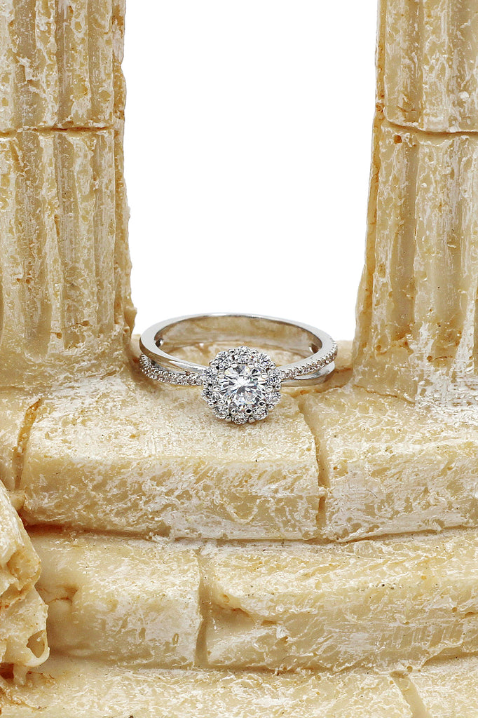 sparkling beloved crystal silver ring