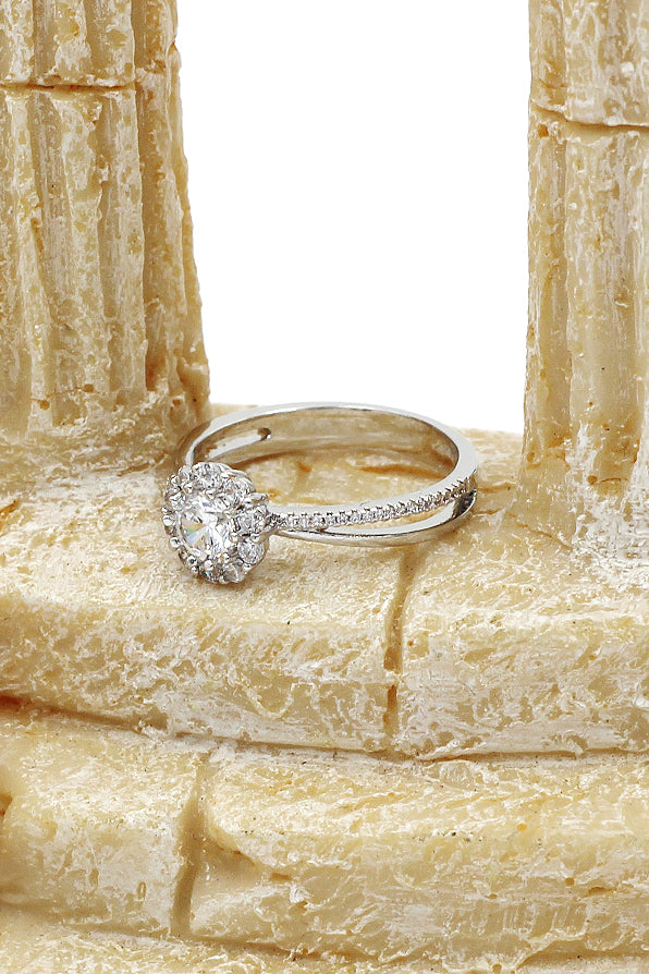 sparkling beloved crystal silver ring