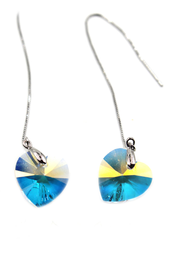 swarovski crystal pendant ocean heart earrings
