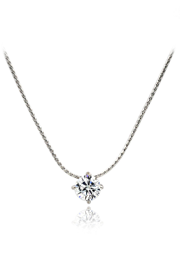 small single crystal silver necklace earrings set