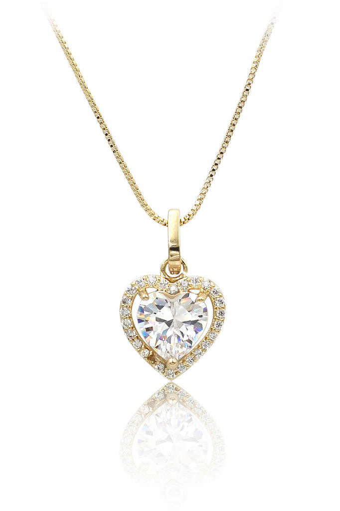 lovely peach heart crystal necklace