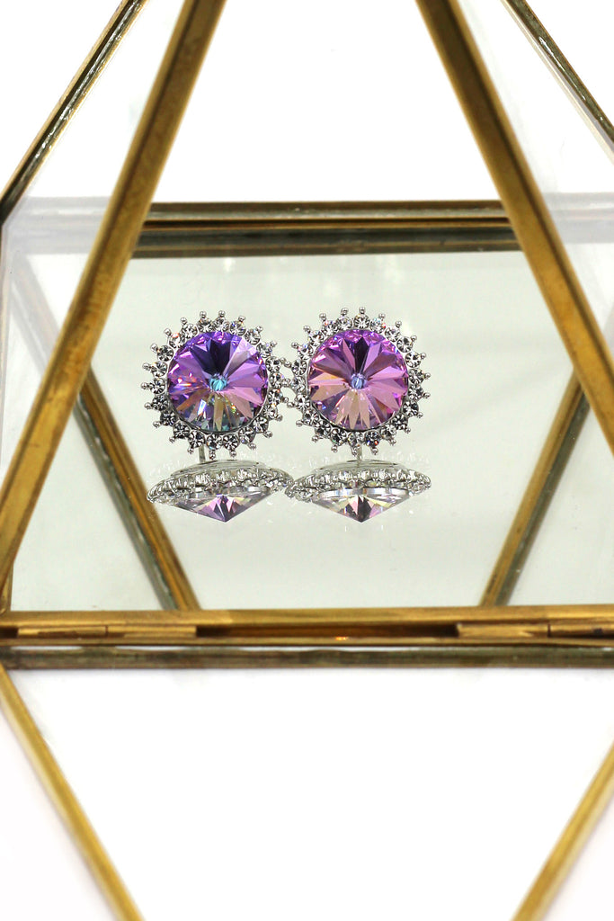 Big diamond multi-colored earrings