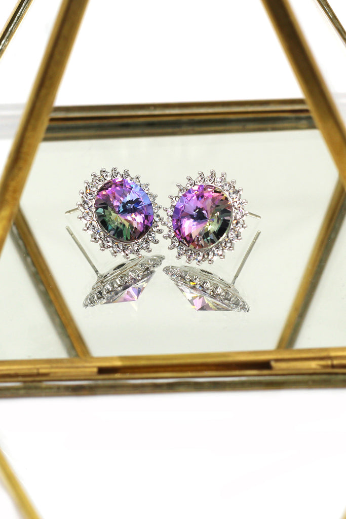 Big diamond multi-colored earrings