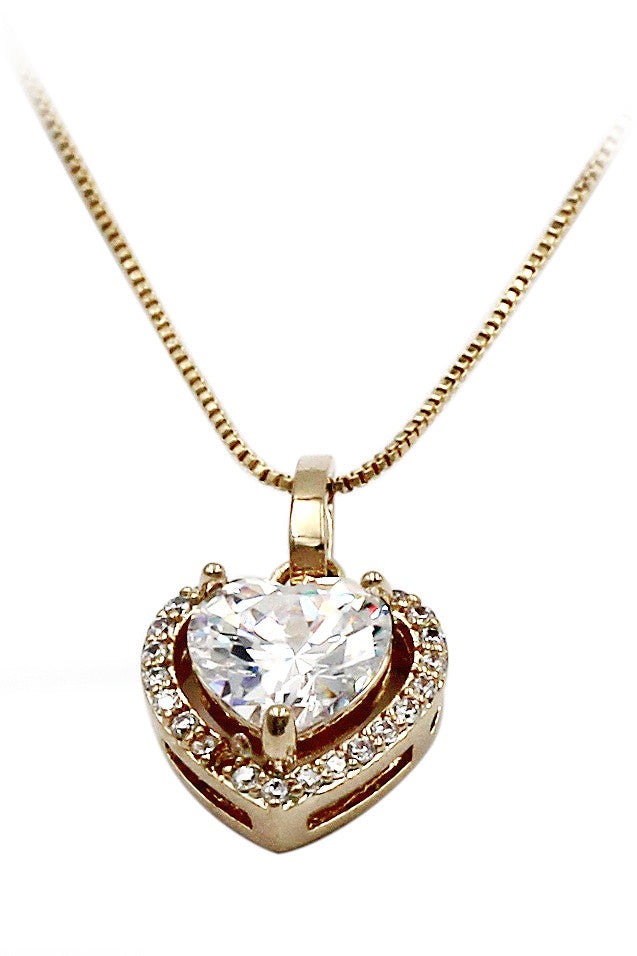 lovely peach heart crystal necklace