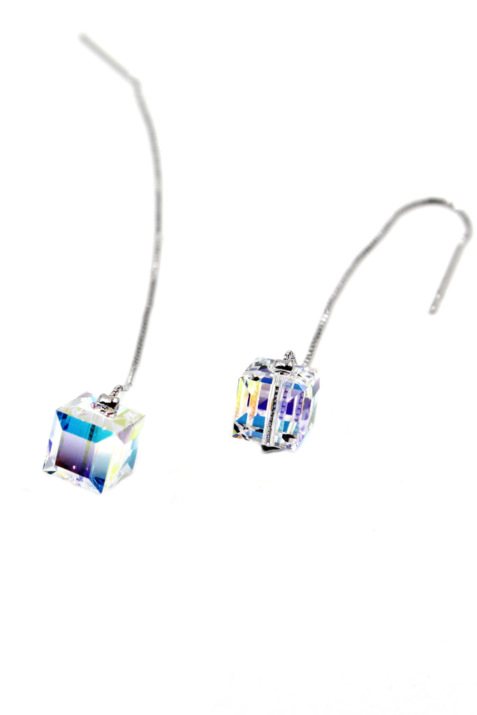 swarovski square crystal earrings