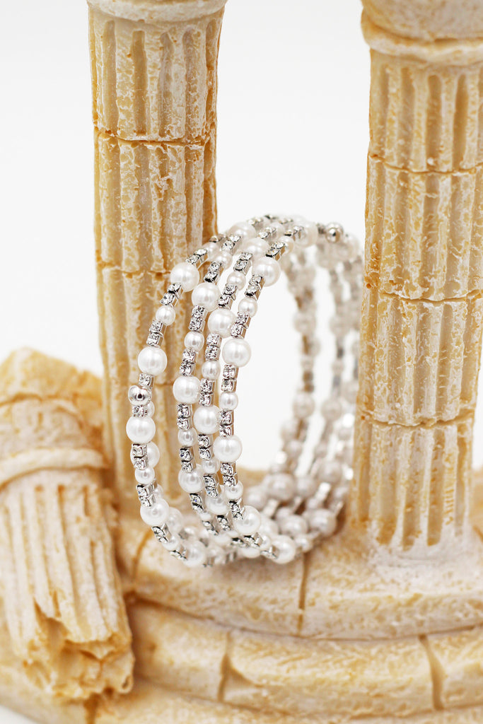 fashion crystal pearl bracelet earrings set