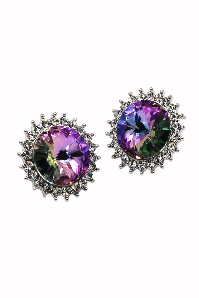 Big diamond multi-colored earrings