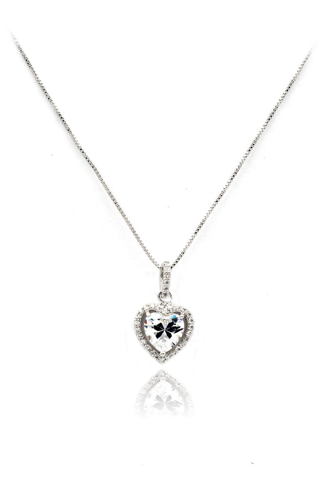 lovely peach heart crystal necklace